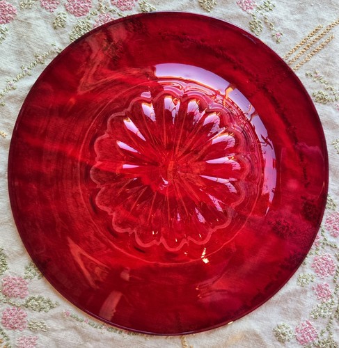 Murano red art glass soffiati - red,
